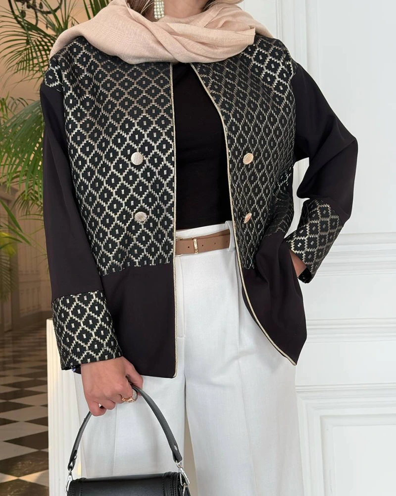 مانتو ژاکارد یقه گرد (9015)